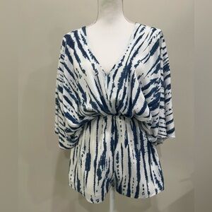 Moda Exclusive Romper Tie-Dye Effect Pattern White And Blue Women’s Size Small